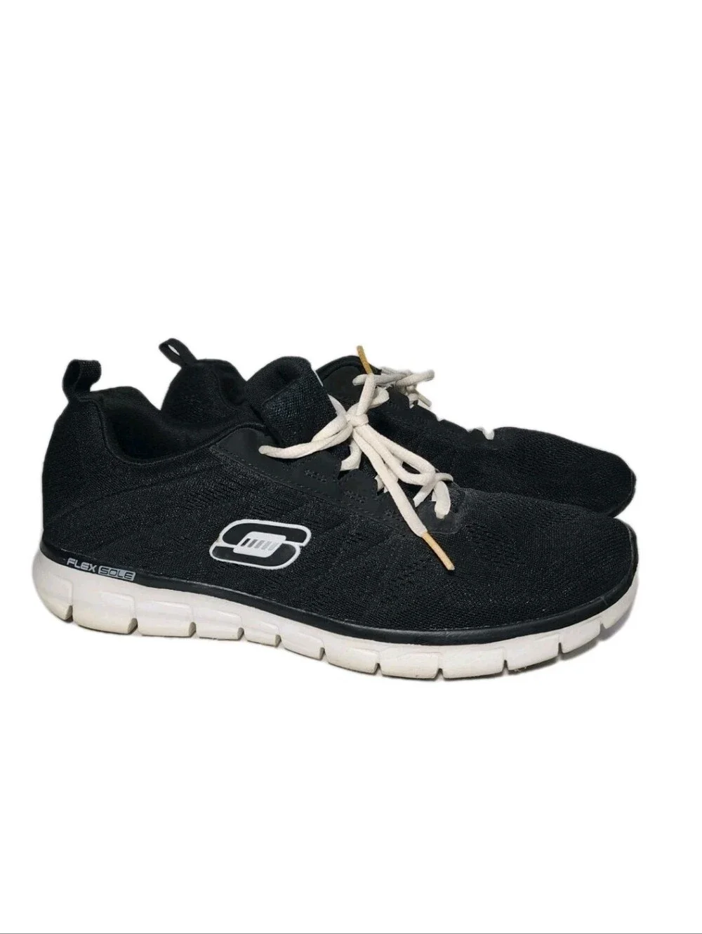 Skechers Sneakers Athletic Shoes Men’s 10.5 Black Sketch Knit Memory Foam EUC